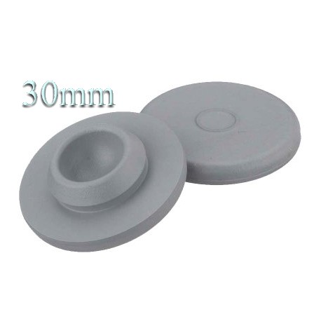 30mm Round Bottom Stoppers, Gray, Pk 100
