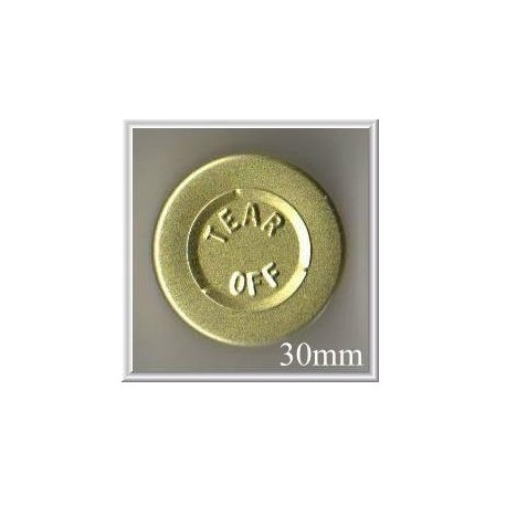 30mm Center Tear Vial Seals, Gold, pk 250