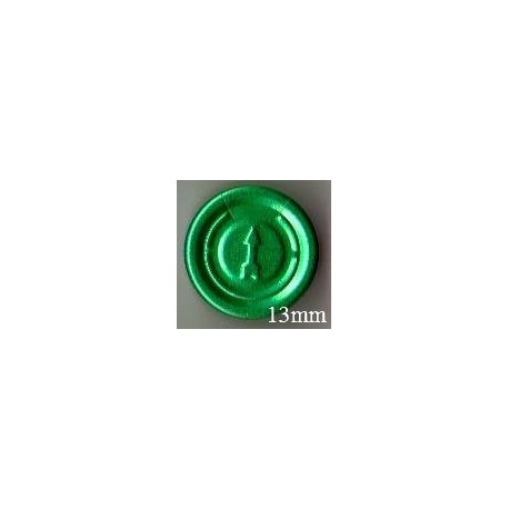 13mm Full Tear Off Vial Seals, Green, Pk 100