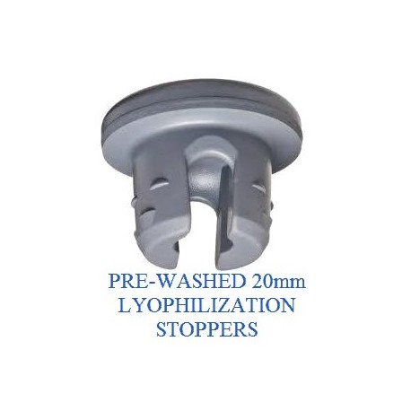 Ready to Sterilize 20mm 2-Leg Lyophilization Stoppers, Bag of 2500
